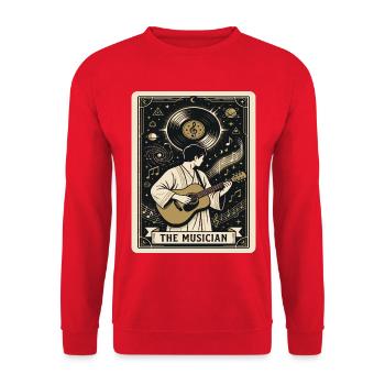 Der Musiker im Kosmos - Unisex Pullover - Rot - Vorne - Alina (178cm) & Michal (187cm)