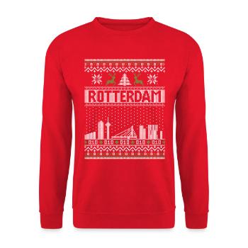 Mauvais pull de Noël Rotterdam - Sweat-shirt Unisexe - rouge - Devant - Alina (178cm) & Michal (187cm)
