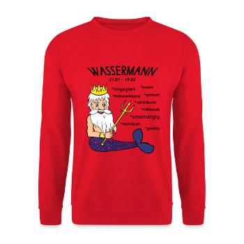 Sternzeichen Wassermann - Unisex Pullover - Rot - Vorne - Alina (178cm) & Michal (187cm)