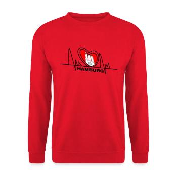 Hamburger Herzschlag - Unisex Pullover - Rot - Vorne - Alina (178cm) & Michal (187cm)