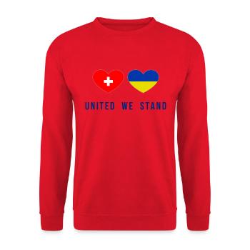 United we stand Switzerland and Ukraine - Unisex Sweatshirt - red - Front - Alina (178cm) & Michal (187cm)