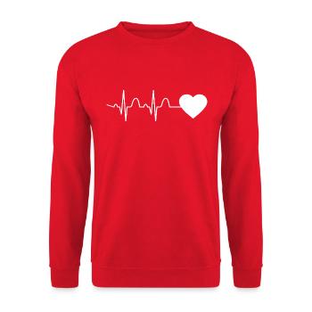 Love | Heartbeat - Unisex Sweatshirt - red - Front - Alina (178cm) & Michal (187cm)