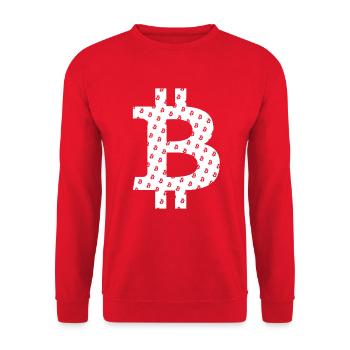 Bitcoin Logo Symbol Muster Pattern - Unisex Sweatshirt - red - Front - Alina (178cm) & Michal (187cm)