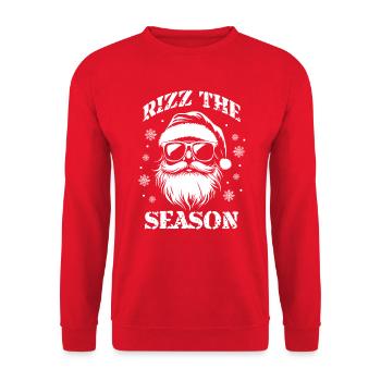 Santa Claus Rizz The Season Merry Christmas - Unisex Sweatshirt - red - Front - Alina (178cm) & Michal (187cm)