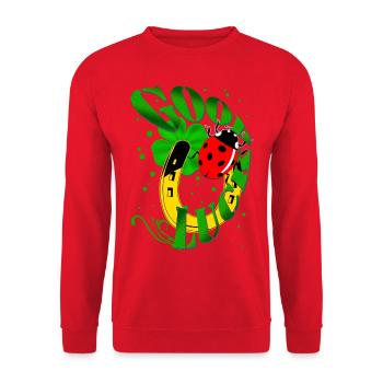 GOOD LUCK Horseshoe Clover Ladybug - Unisex Sweatshirt - red - Front - Alina (178cm) & Michal (187cm)
