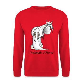 Wilder Wikinger Isländer - Pferd - Unisex Pullover - Rot - Vorne - Alina (178cm) & Michal (187cm)