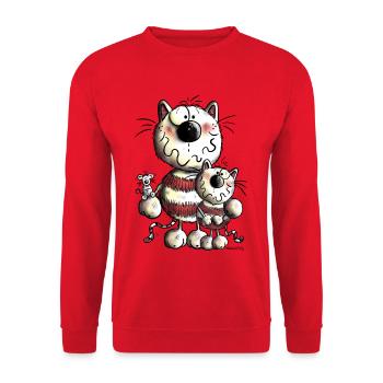 Funny Cats Family - Unisex Sweatshirt - red - Front - Alina (178cm) & Michal (187cm)
