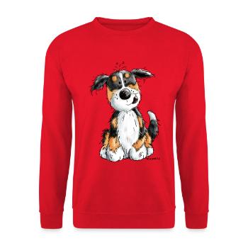 Kleiner Berner Sennenhund - Cartoon - Geschenk - Unisex Pullover - Rot - Vorne - Alina (178cm) & Michal (187cm)