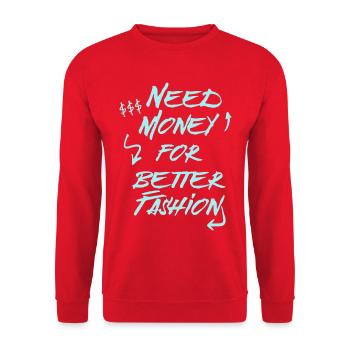 Need Money for Better Fashion – Trend Hoodie - Unisex Pullover - Rot - Vorne - Alina (178cm) & Michal (187cm)