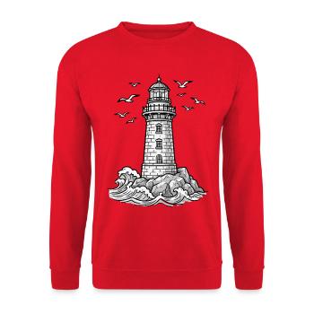 Moin Moin Norden - Maritime North German Design - Unisex Sweatshirt - red - Front - Alina (178cm) & Michal (187cm)