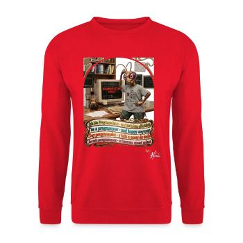 Heuschrecke JOGUE Programmierer IT Code Pop Art - Unisex Pullover - Rot - Vorne - Alina (178cm) & Michal (187cm)