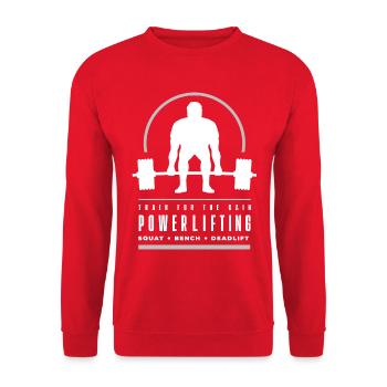 Powerlifting Deadlifter | Fitness Gym Workout - Unisex Sweatshirt - red - Front - Alina (178cm) & Michal (187cm)