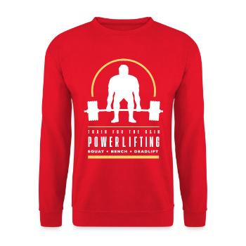 Powerlifting Squat Bench Deadlift Gym and Workout - Unisex Sweatshirt - red - Front - Alina (178cm) & Michal (187cm)