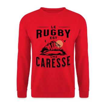 le rugby est une caresse - Sweat-shirt Unisexe - rouge - Devant - Alina (178cm) & Michal (187cm)