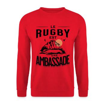 le rugby est une ambassade - Sweat-shirt Unisexe - rouge - Devant - Alina (178cm) & Michal (187cm)