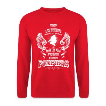Tous les hommes deviennent pompiers tshirt pompier - Sweat-shirt Unisexe - rouge - Devant - Alina (178cm) & Michal (187cm)