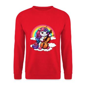 Unicorn Cello Animal Orchestra Cellist - Unisex Sweatshirt - red - Front - Alina (178cm) & Michal (187cm)