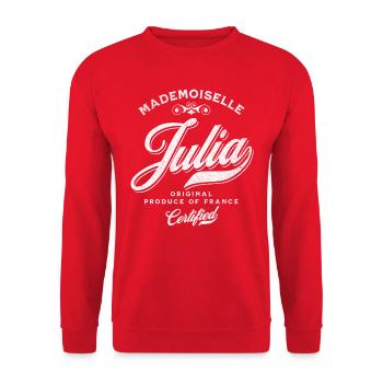 Mademoiselle Julia - Sweat-shirt Unisexe - rouge - Devant - Alina (178cm) & Michal (187cm)