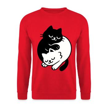 Chats Ying-Yang #2 - Sweat-shirt Unisexe - rouge - Devant - Alina (178cm) & Michal (187cm)