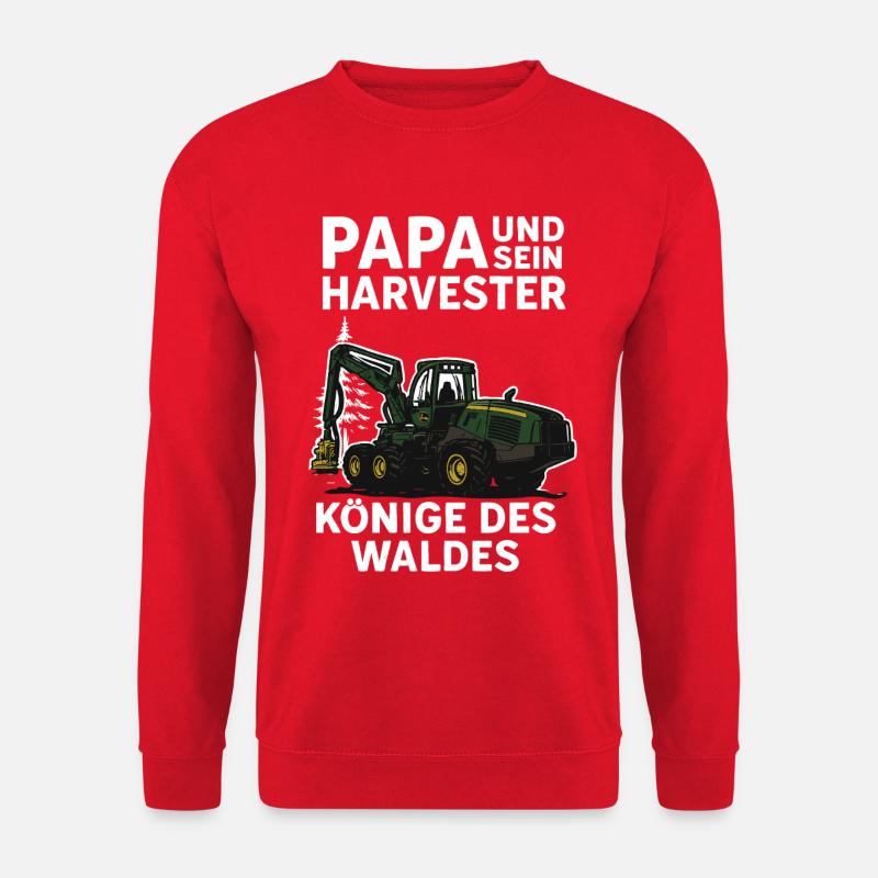 Papa und sein Harvester – Könige des Waldes - Unisex Pullover - Rot