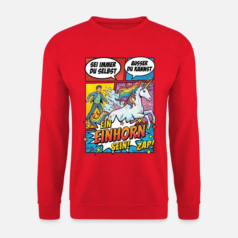 Einhorn Power im Pop-Comic - Unisex Pullover - Rot