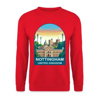 Illustration artistique de voyage à Nottingham Skyline UK - Sweat-shirt Unisexe - rouge - Devant - Alina (178cm) & Michal (187cm)