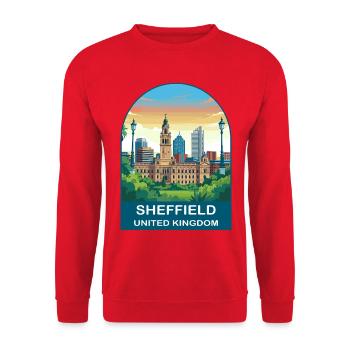 Sheffield Skyline UK Steel City Illustration - Unisex Sweatshirt - red - Front - Alina (178cm) & Michal (187cm)