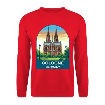Affiche vintage de voyage de la cathédrale de Cologne, Allemagne - Sweat-shirt Unisexe - rouge - Devant - Alina (178cm) & Michal (187cm)