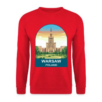Warsaw Poland Vintage Travel Poster Art - Unisex Sweatshirt - red - Front - Alina (178cm) & Michal (187cm)