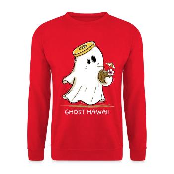 Ghost Hawaii Gespenst Sommer Urlaub Humor Motiv - Unisex Pullover - Rot - Vorne - Alina (178cm) & Michal (187cm)