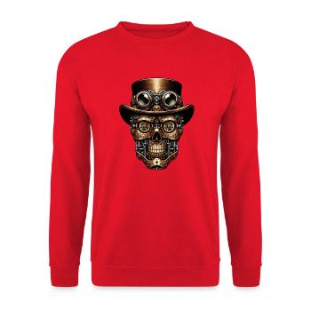 Steampunk Robot: Mechanical Face - Unisex Sweatshirt - red - Front - Alina (178cm) & Michal (187cm)