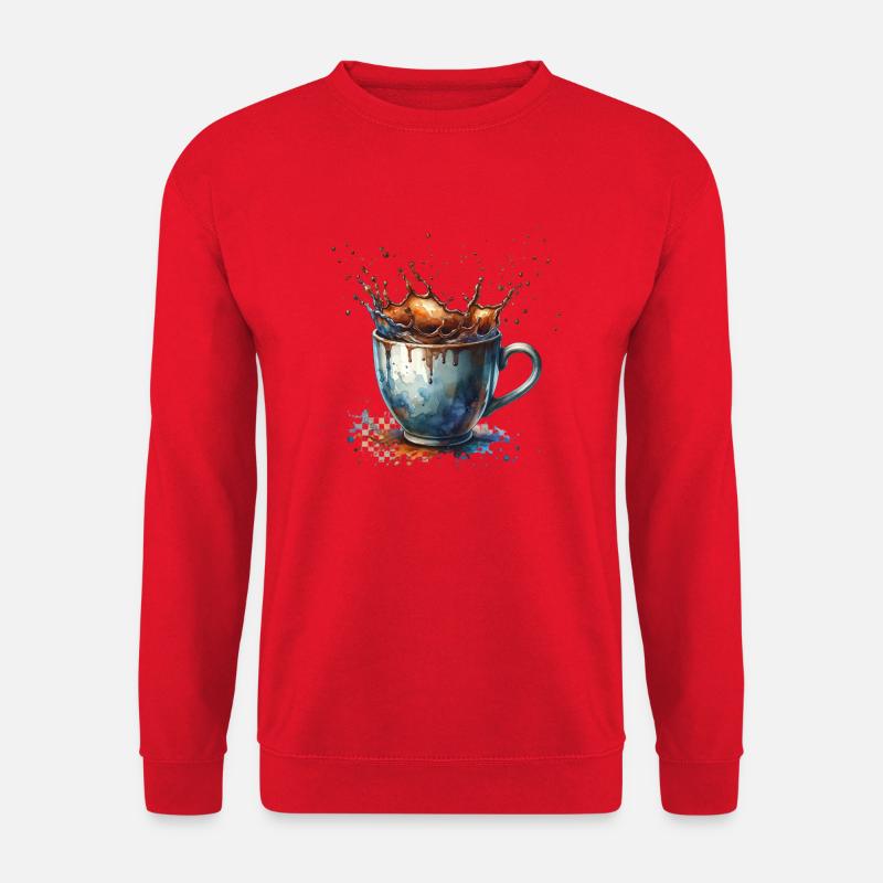 Coffee Splashes: Artistic Cup Illustration - Unisex Sweatshirt - red