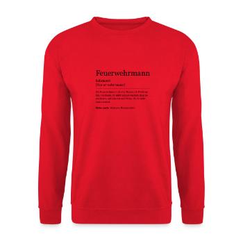 Feuerwehrmann - Unisex Pullover - Rot - Vorne - Alina (178cm) & Michal (187cm)