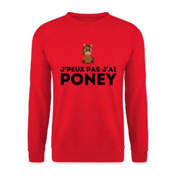 J'peux pas j'ai poney - Sweat-shirt Unisexe - rouge - Devant - Alina (178cm) & Michal (187cm)