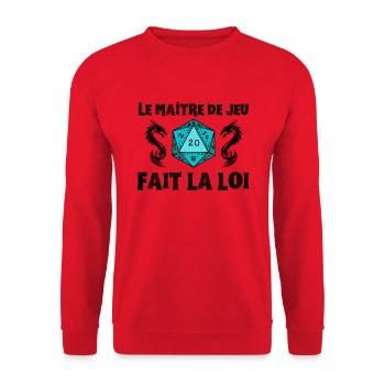 Maître du jeu de rôle donjons D20 M J dragons JDR - Sweat-shirt Unisexe - rouge - Devant - Alina (178cm) & Michal (187cm)