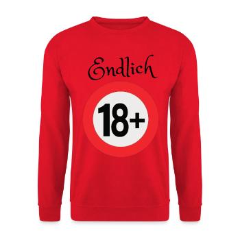 Endlich 18 - Unisex Pullover - Rot - Vorne - Alina (178cm) & Michal (187cm)