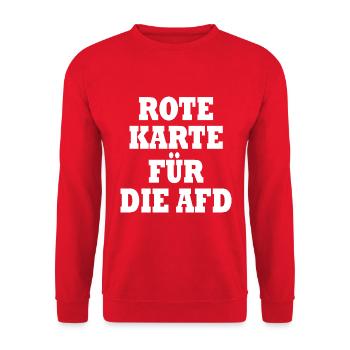 Rote karte für die afd - Unisex Pullover - Rot - Vorne - Alina (178cm) & Michal (187cm)