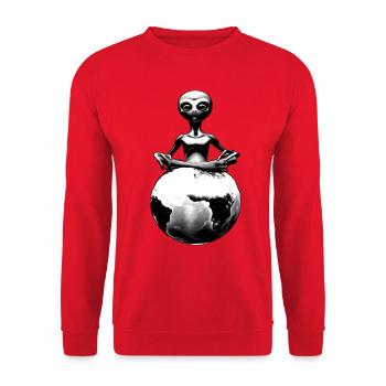 alien on the earth - Unisex Sweatshirt - red - Front - Alina (178cm) & Michal (187cm)