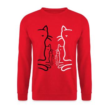 Retro Cats Cat Vintage 80s 90s - Unisex Sweatshirt - red - Front - Alina (178cm) & Michal (187cm)