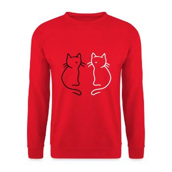80er 90er Retro Katzen Kätzchen Katze Kinder - Unisex Pullover - Rot - Vorne - Alina (178cm) & Michal (187cm)