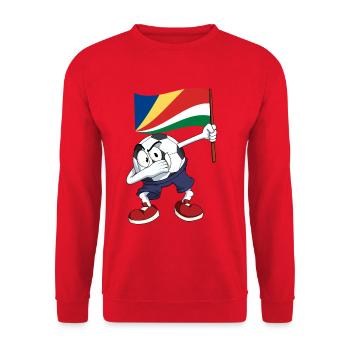 Seychelles Dabbing Football - Sweat-shirt Unisexe - rouge - Devant - Alina (178cm) & Michal (187cm)
