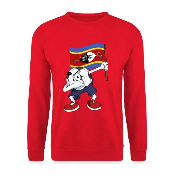 Swasiland Dabbing Fussball - Unisex Pullover - Rot - Vorne - Alina (178cm) & Michal (187cm)