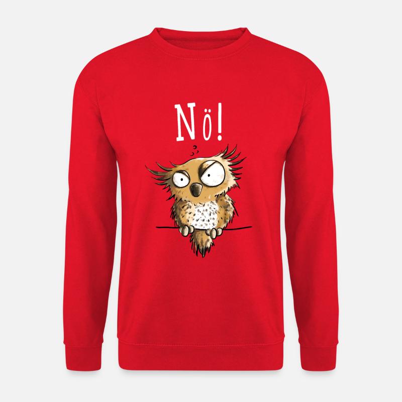 Nö Eule In Montag Morgen Stimmung - Unisex Pullover - Rot