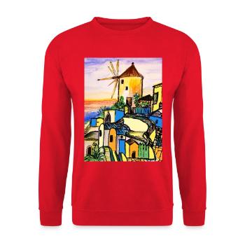 EC Holiday I Sea I Greece I Crete I Watercolor - Unisex Sweatshirt - red - Front - Alina (178cm) & Michal (187cm)