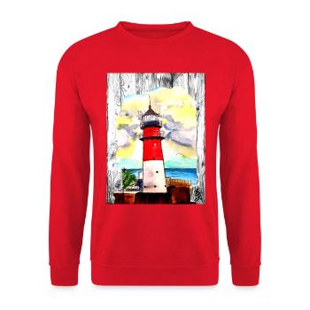 EC Holiday I Lighthouse I Büsum I Sea I North Sea - Unisex Sweatshirt - red - Front - Alina (178cm) & Michal (187cm)