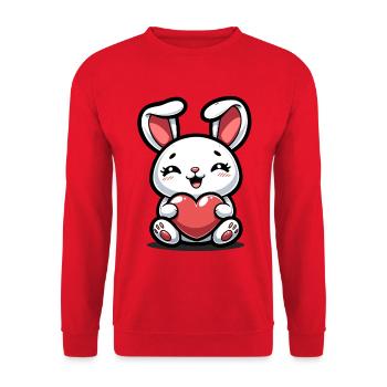 Valentine's Day gift for him and her - Unisex Sweatshirt - red - Front - Alina (178cm) & Michal (187cm)