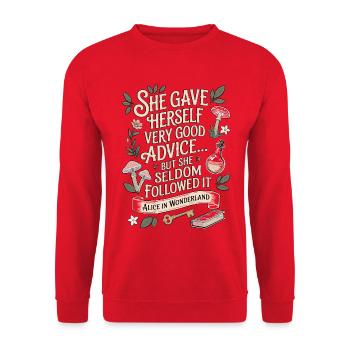 Très bon conseil Alice au pays des merveilles Citation - Sweat-shirt Unisexe - rouge - Devant - Alina (178cm) & Michal (187cm)