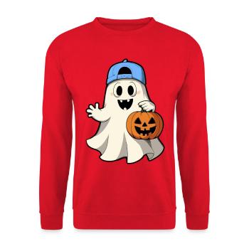 Fantôme avec citrouille pour Halloween avec casquette de baseball - Sweat-shirt Unisexe - rouge - Devant - Alina (178cm) & Michal (187cm)