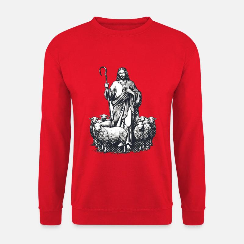 Shepherd Jesus with Flock - Unisex Sweatshirt - red