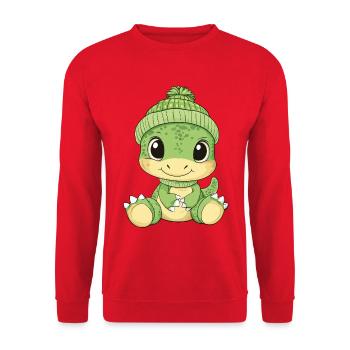 Dessin animé Animaux de dinosaures mignons et mignons - Sweat-shirt Unisexe - rouge - Devant - Alina (178cm) & Michal (187cm)